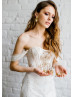 Sweetheart Neck Gold Lace Tulle Wedding Dress